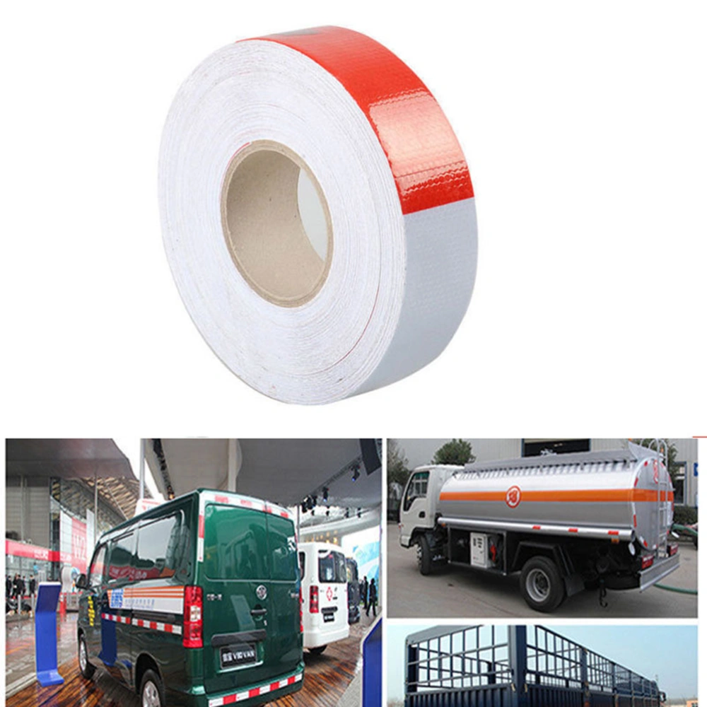 5cm*45M Reflective Tape Roll White and Red Trailer Conspicuity Dot Sfety Warming Tape Reflective for Vehicle