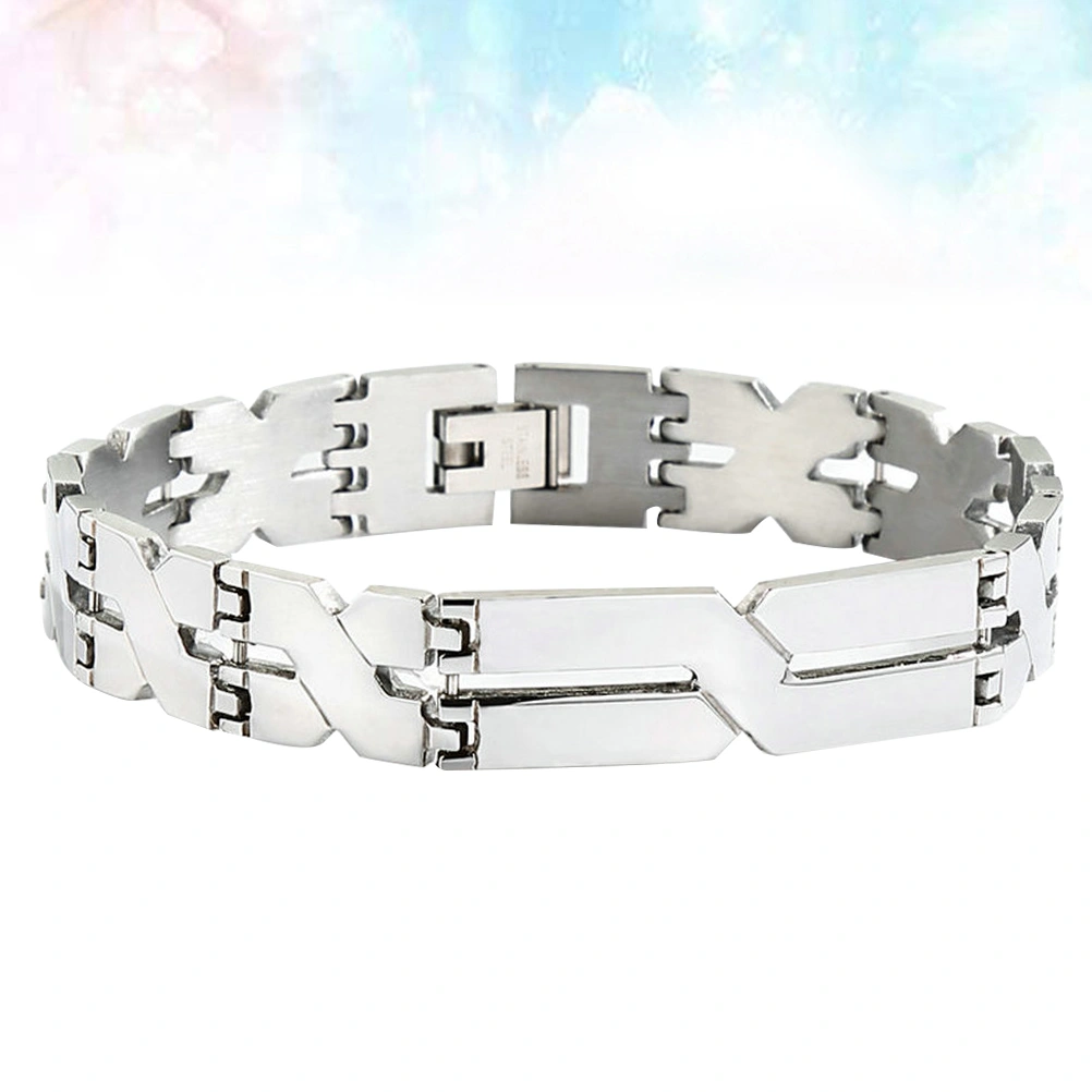 1pc Stainless Steel Punk X-shaped Bracelet Simple Bracelets Adjustable Bangle Wrist Decoration Hand Chain for Men(Silver)