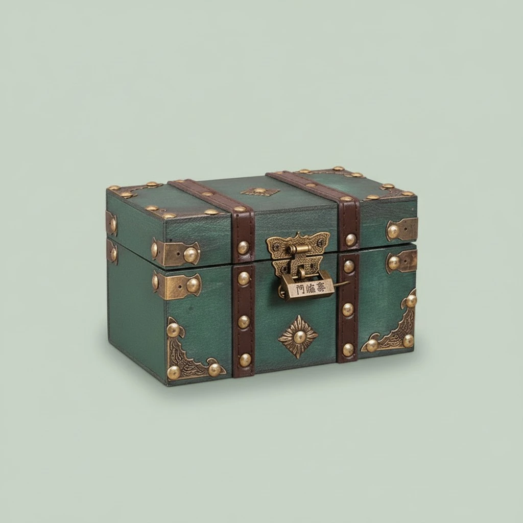 Wooden Treasure Chest Vintage Jewelry Storage Box Large-capacity Trinket Box Wood Sundries Box