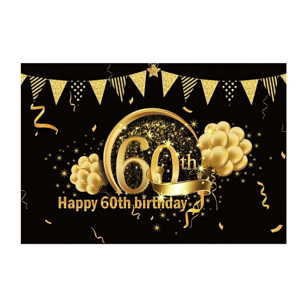 1PC Happy 60th Birthday Backdrop Banners Balloons Printed Photography Background Cloth