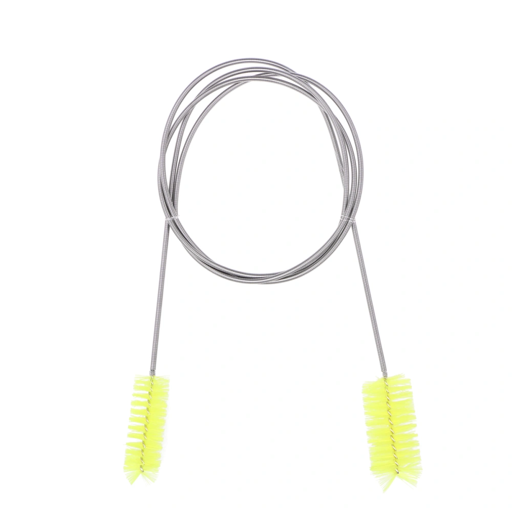 Flexible Double Ended Aquarium Fish Tank Water Hose Pipe Cleaning Brush (Yellow)