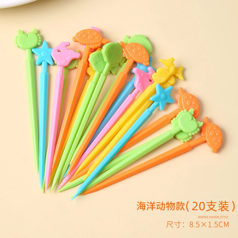 40pcs Cartoon Fruit Picks Decorative Cake Picks Tasting Appetizer Picks Reusable Plastic Food Toothpicks