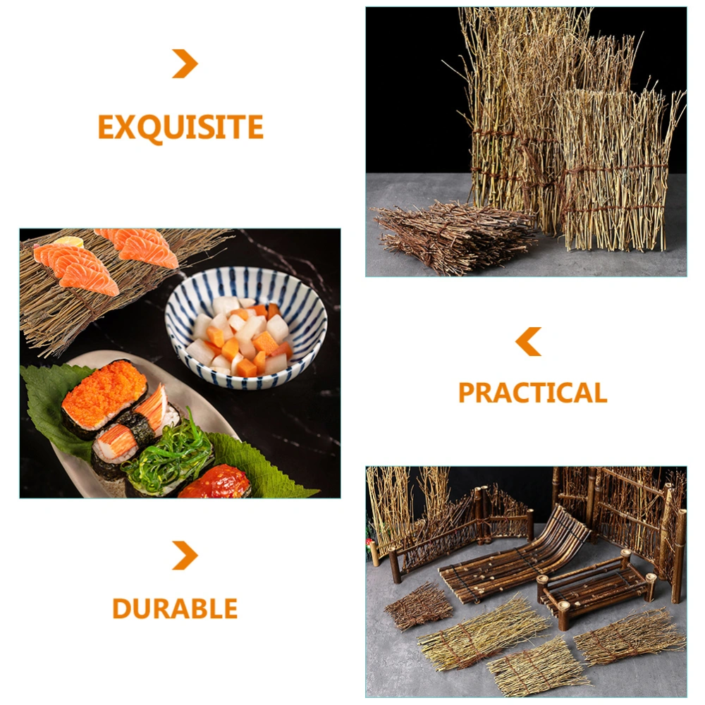 6pcs Bamboo Sushi Fence Decor Seafood Display Serving Fence Plate Food Photo Props