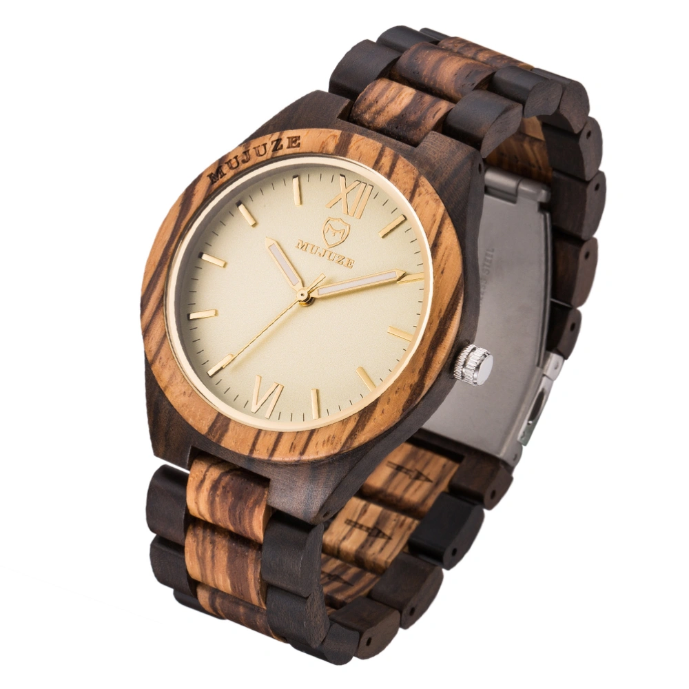 1Pc Fashion Quartz Watch Unique Wood Strap Watch Man Business Wrist Watch