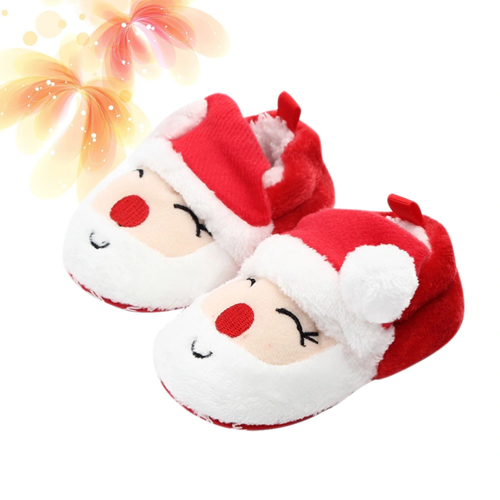 13cm 1 Pair of Snoman Shape Baby Socks Shoes Autumn Winter Thick Warm Non-slip Rubber Flooring Anti-odor Shoes Festival Gifts for Baby Infant Toddler Red and White