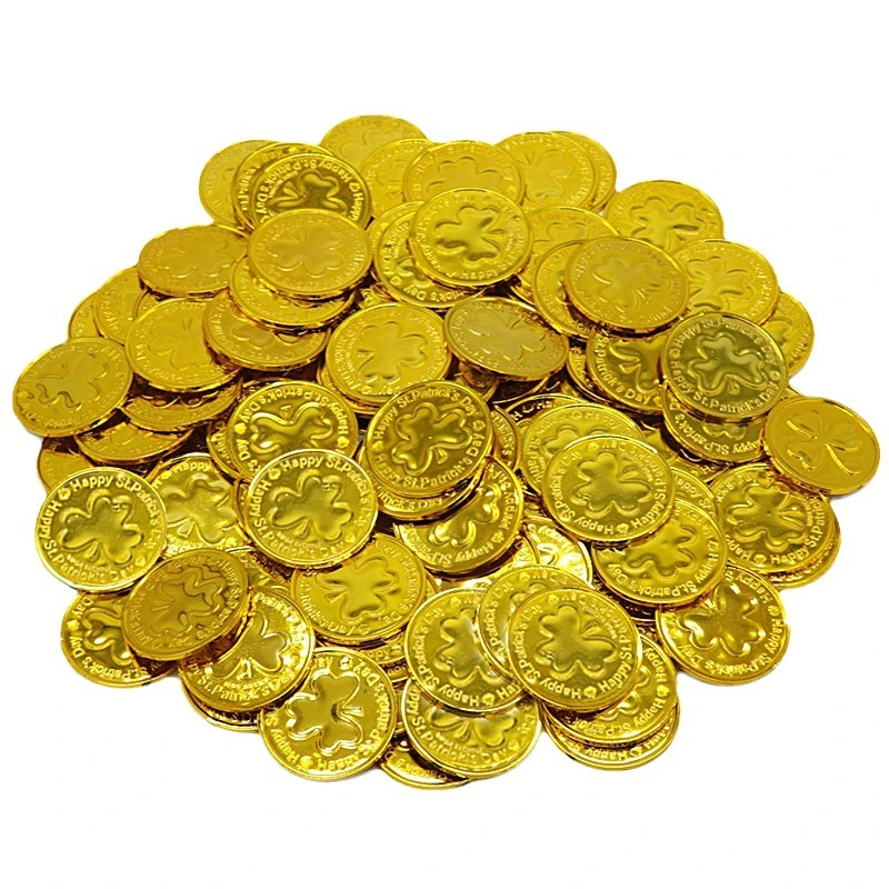 100pcs Saint Patrick's Day Coin Models Decorative Coin Decoration Plastic Coin Party Decor