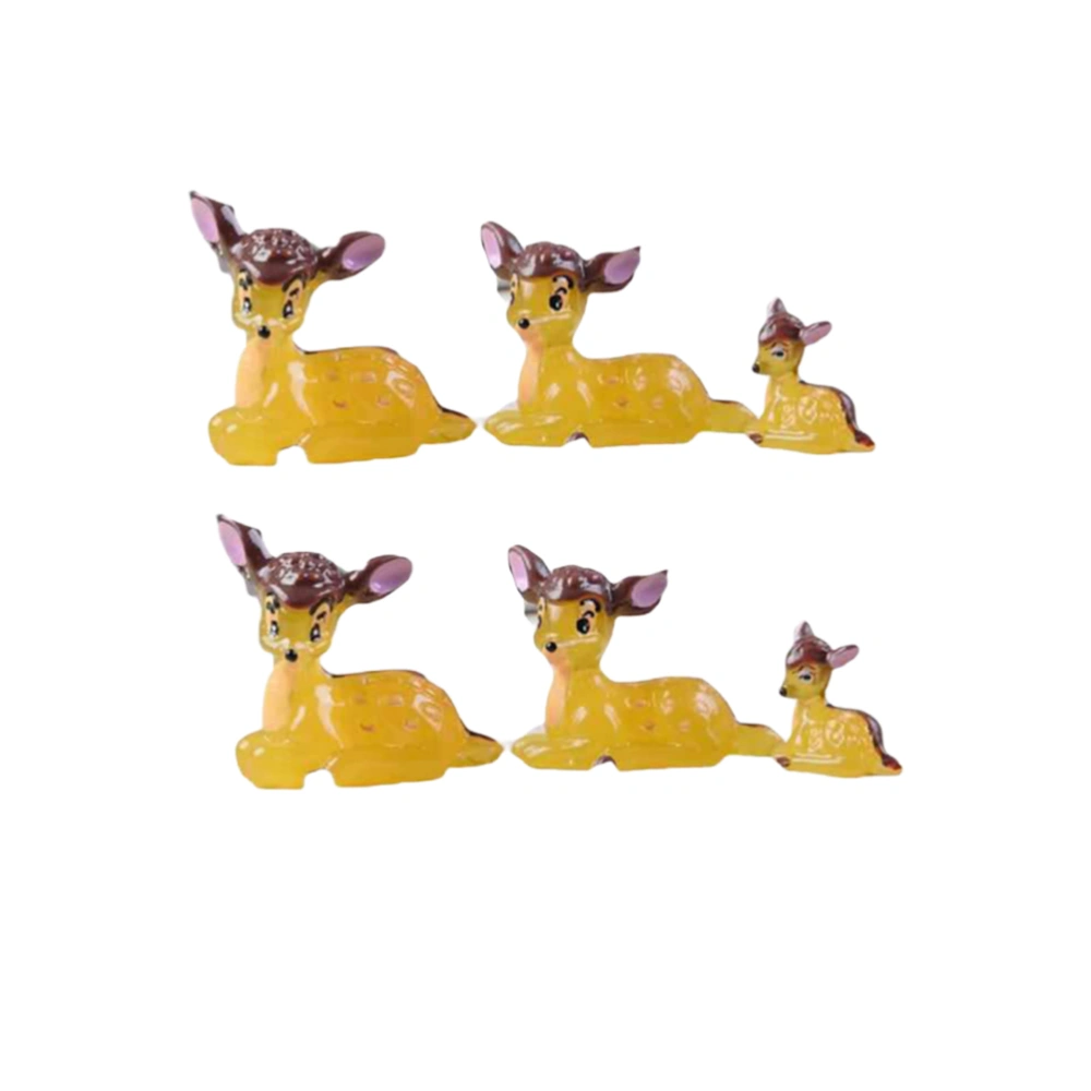 6PCS Deer Family Desktop Decoration Adorable Deer Ornament Resin Crafts Adornment for Micro Landscape Home Living Room