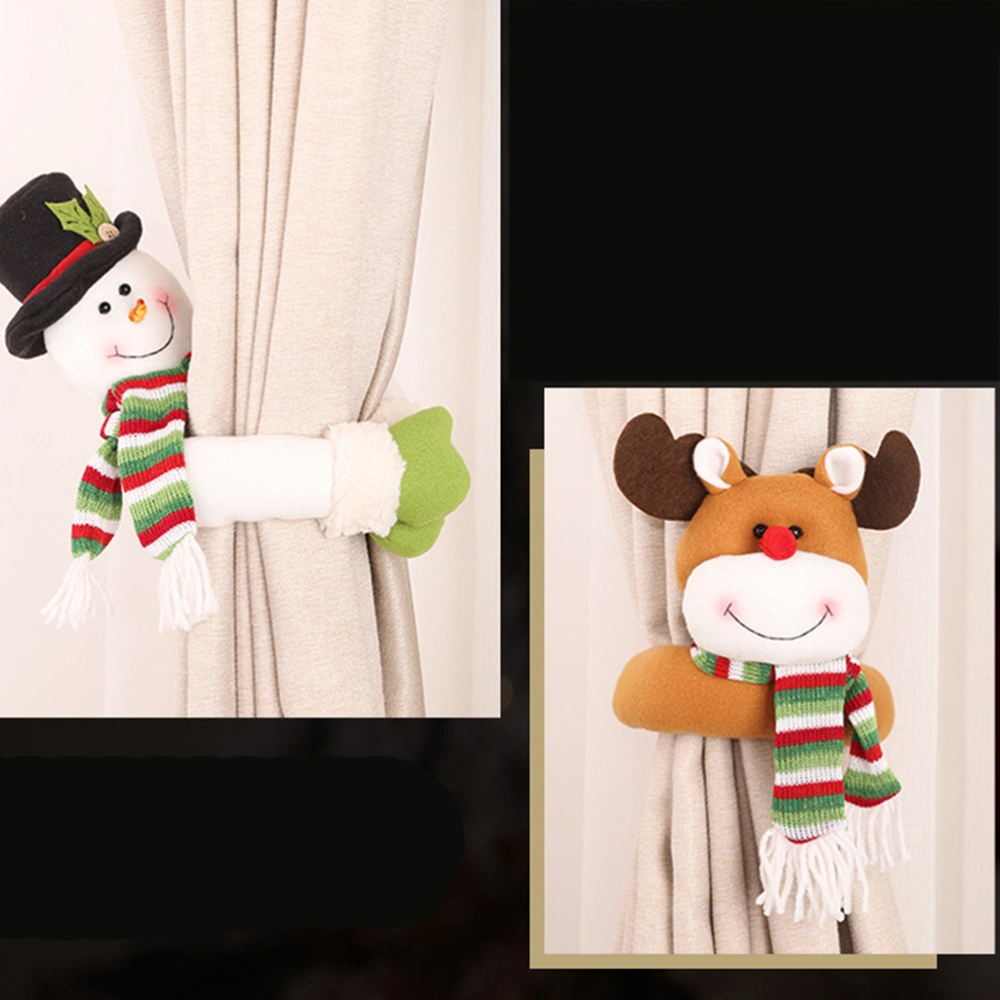 Christmas Cartoon Curtain Doll Buckle Creative Snowman Shape Christmas Decoration Gift for Bedroom Decor