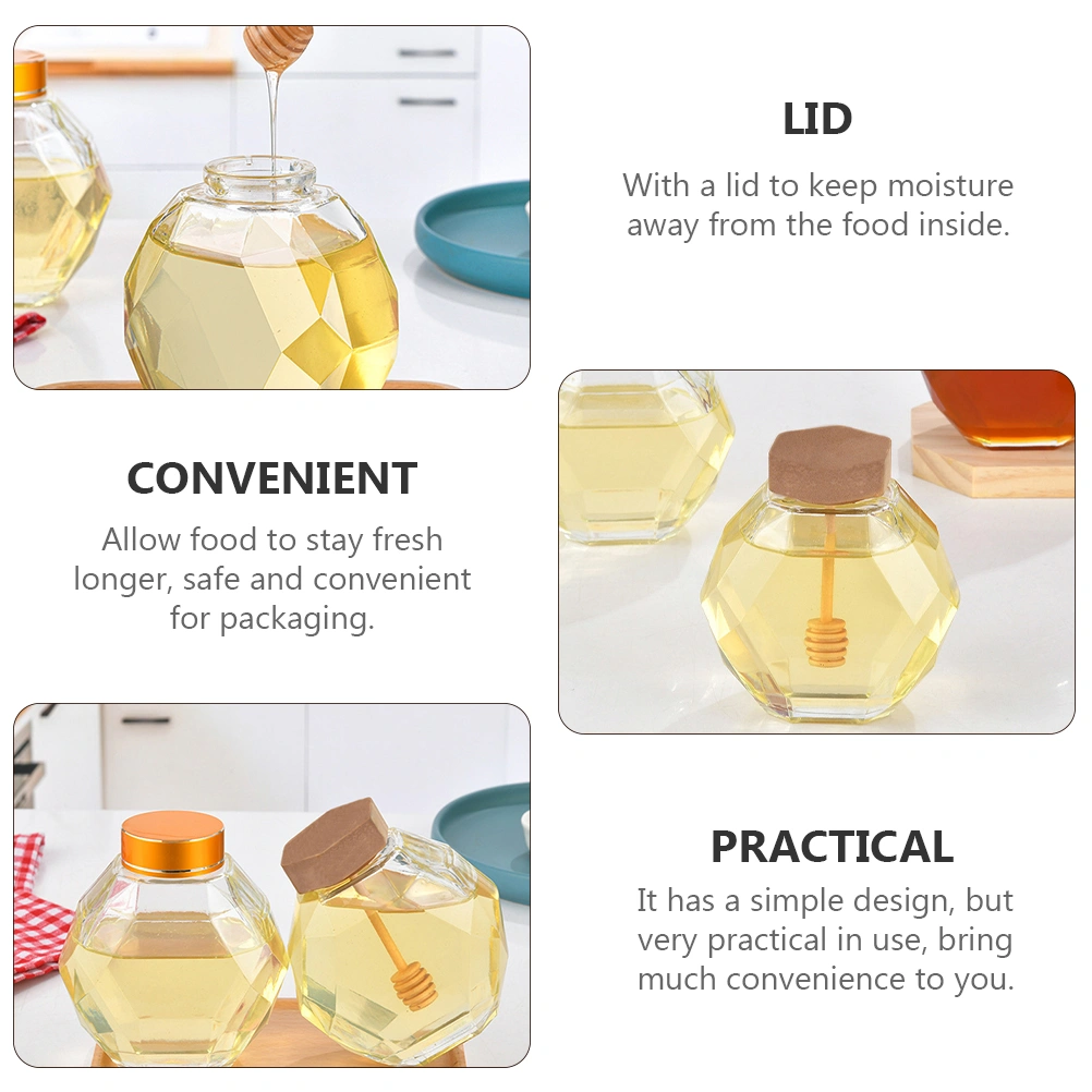 2 Pcs Glass Honeypots Practical Storage Jars Food Container Transparent Canister