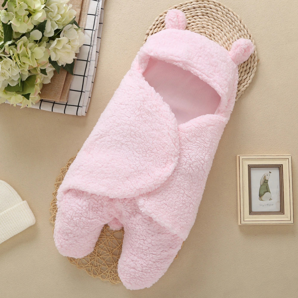 1PC Baby Thicken Warm Sleeping Bag Baby Plush Warm Sleeping Bag Wool for Kids Stroller Use(Pink)