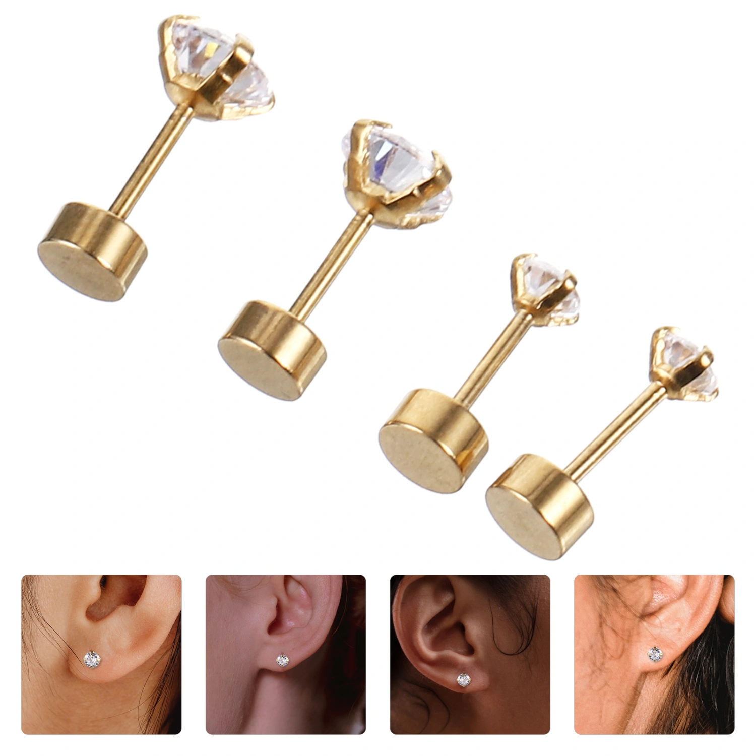 2 Pairs of Earrings Stud Earrings Elegant Studs Zircon Earrings Stud Earrings Jewelry Earrings