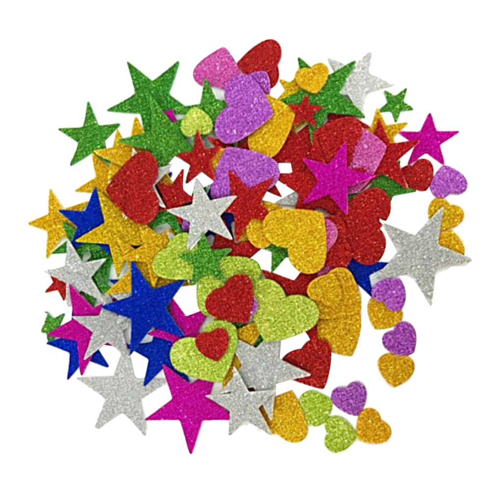 230pcs Star & Heart Glitter Stickers for Wall Ceiling DIY Projects (Random Color & Pattern)