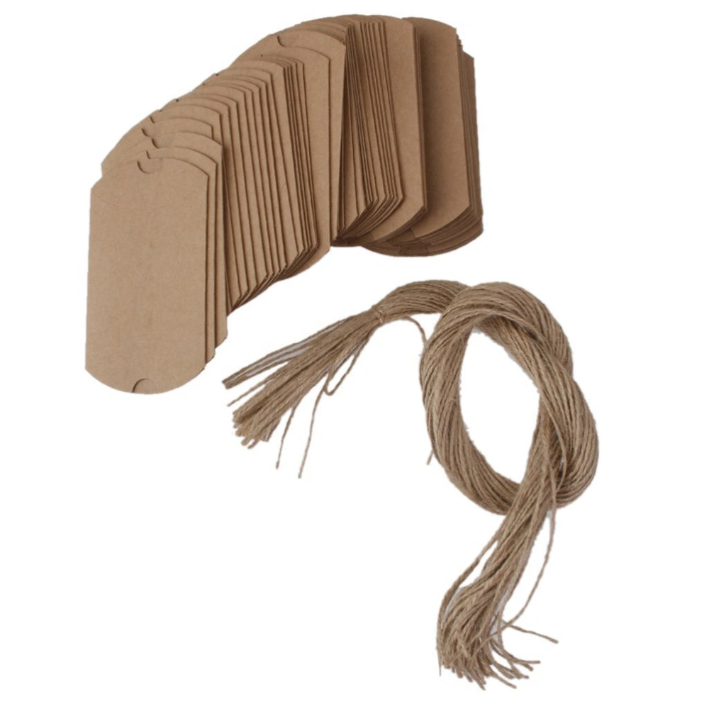 Kraft Vintage Boxes Brown Shabby Rustic Wrapping Gift Candy Boxes with Rope Wedding Favor Pack of 50