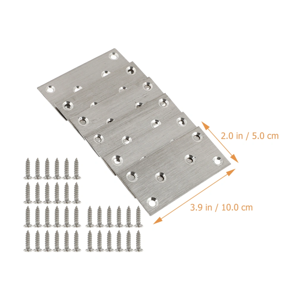 10pcs Flat Corner Brace Plates Stainless Steel Joining Plates with Fixing Screws