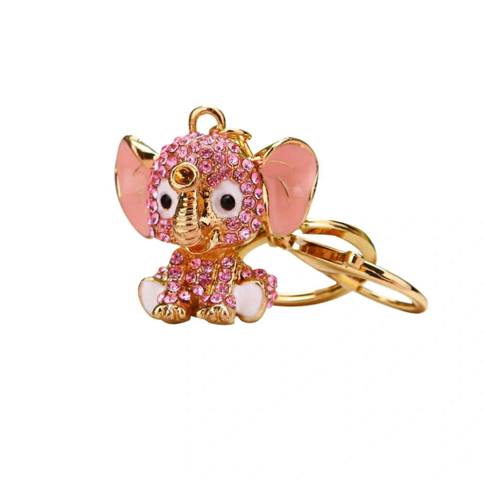 Creative Keychain Alloy Elephant Bling-bling Keychain Keyring Handbag Decorations Hanging Pendant for Girls Women Lover Gift (Pink)