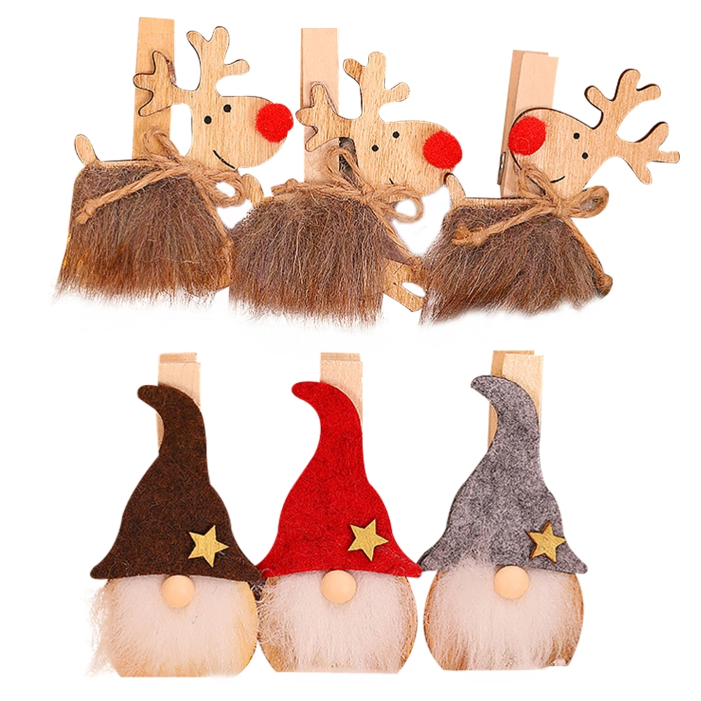 6 Pcs 1 Set Festive Holders Party Photo Clips Wooden Clips (Golden)