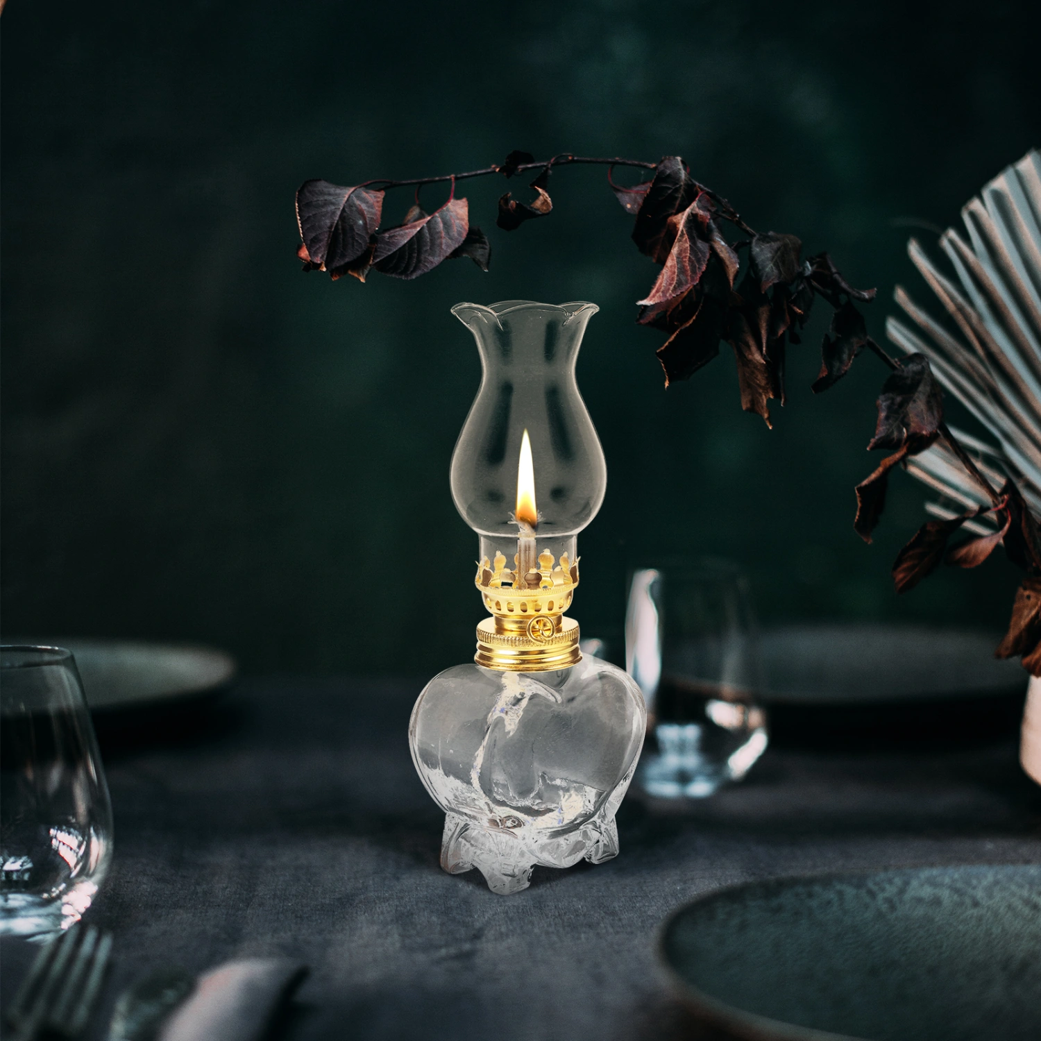 Vintage Kerosene Lamp Glass Oil Lamp Decorative Kerosene Light Table Decor