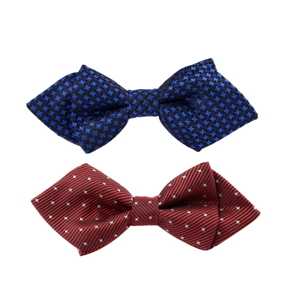 2pcs Pet Bow Ties Dacron Beautiful Animal Bow Ties for Cat Dog (Random Pattern)