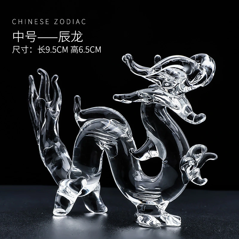 Dragon Figurine Crystal Crafts Decor Desktop Mini Zodiac Dragon Statue Desk Crystal Animal Figure