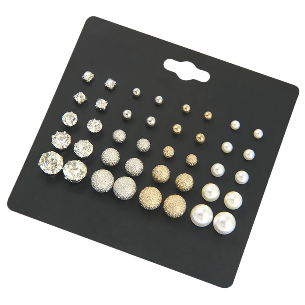 20 Pairs of Pearl Earrings Six-jaw Zircon Earrings Pearl and Diamond Ear Stud Zircon Earbob Earrings Set (Gold, Silver)
