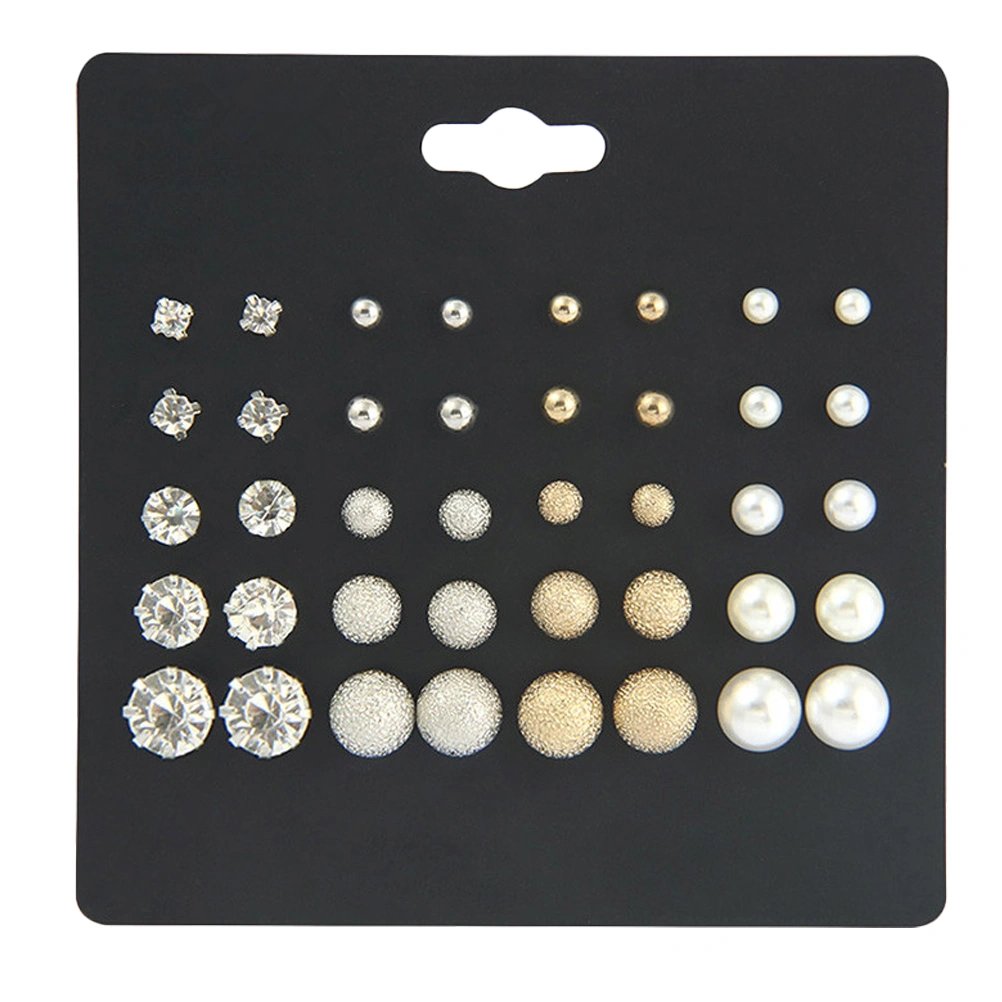 20 Pairs of Pearl Earrings Six-jaw Zircon Earrings Pearl and Diamond Ear Stud Zircon Earbob Earrings Set (Gold, Silver)