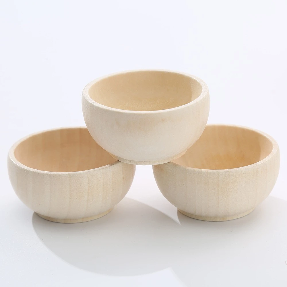 2pcs DIY Wooden Playthings Bowl Playthings Wooden Toys DIY Wood Bowls Microlandscape Decor