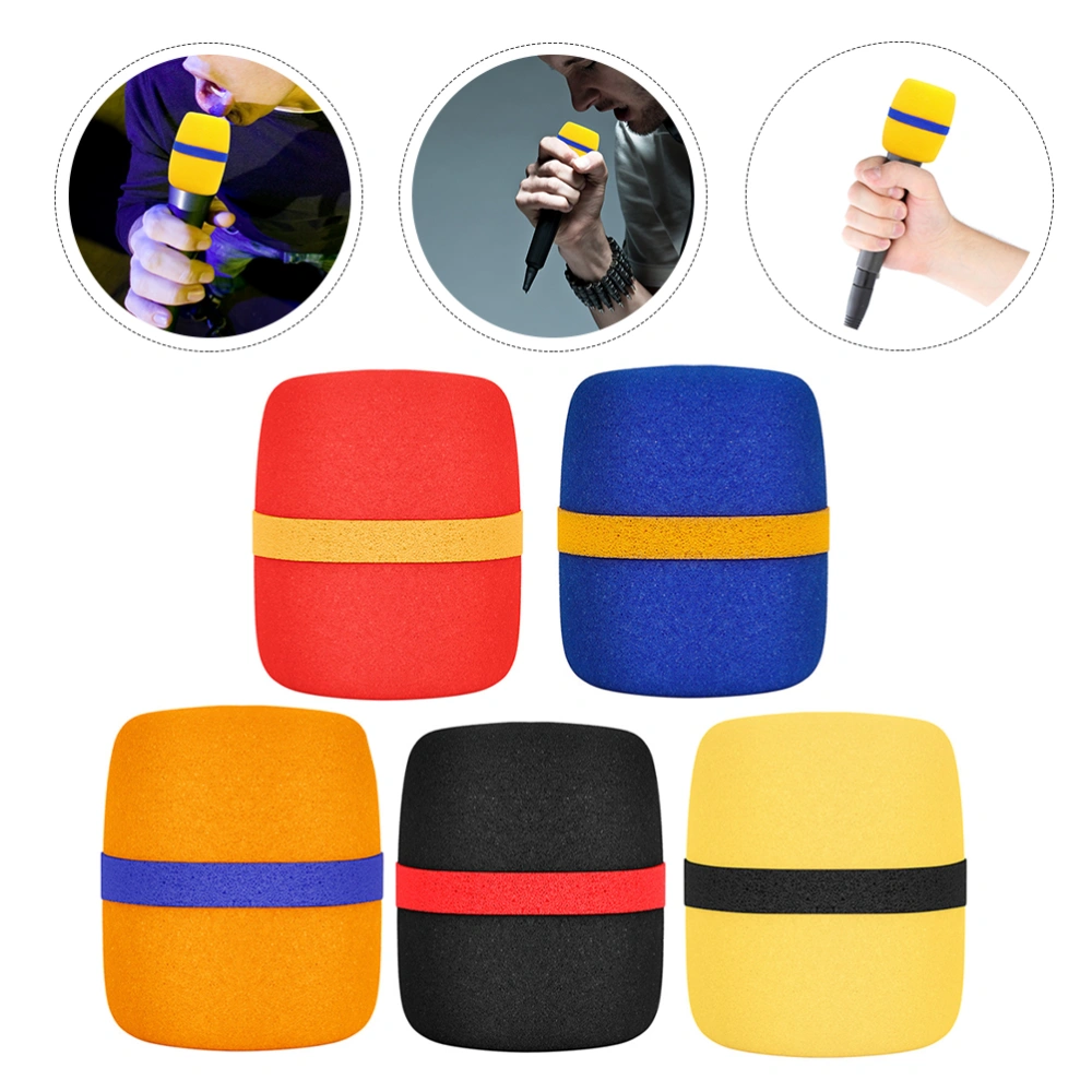 5pcs Thickened Microphone Protectors Mic Sponge Protective Covers (Assorted Color)