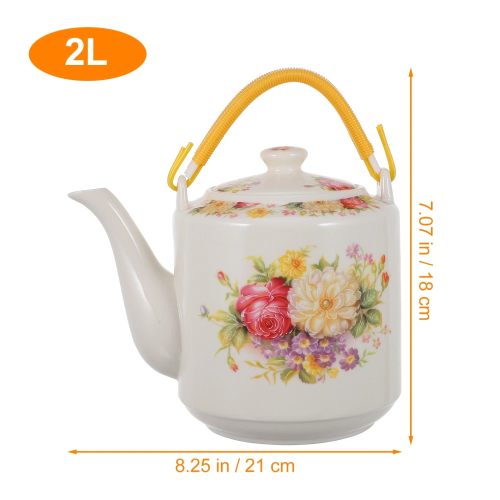 1 Pc Ceramics Teapot Chinese Style Water Kettle Handheld Kung Fu Tea Kettle 2L