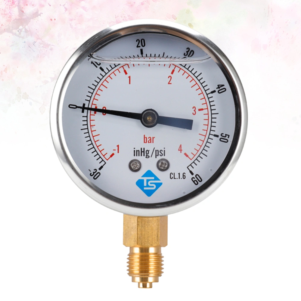 Oil Filled Vacuum Pressure Meter Replacement Dial Pressure Gauge for Water Gas - 4 Bar (Silver)