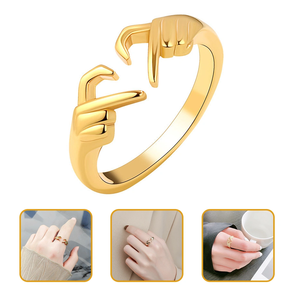 Open Finger Ring Decor Ring Heart Hug Rings Couple Hug Rings Wedding Ring Jewelry