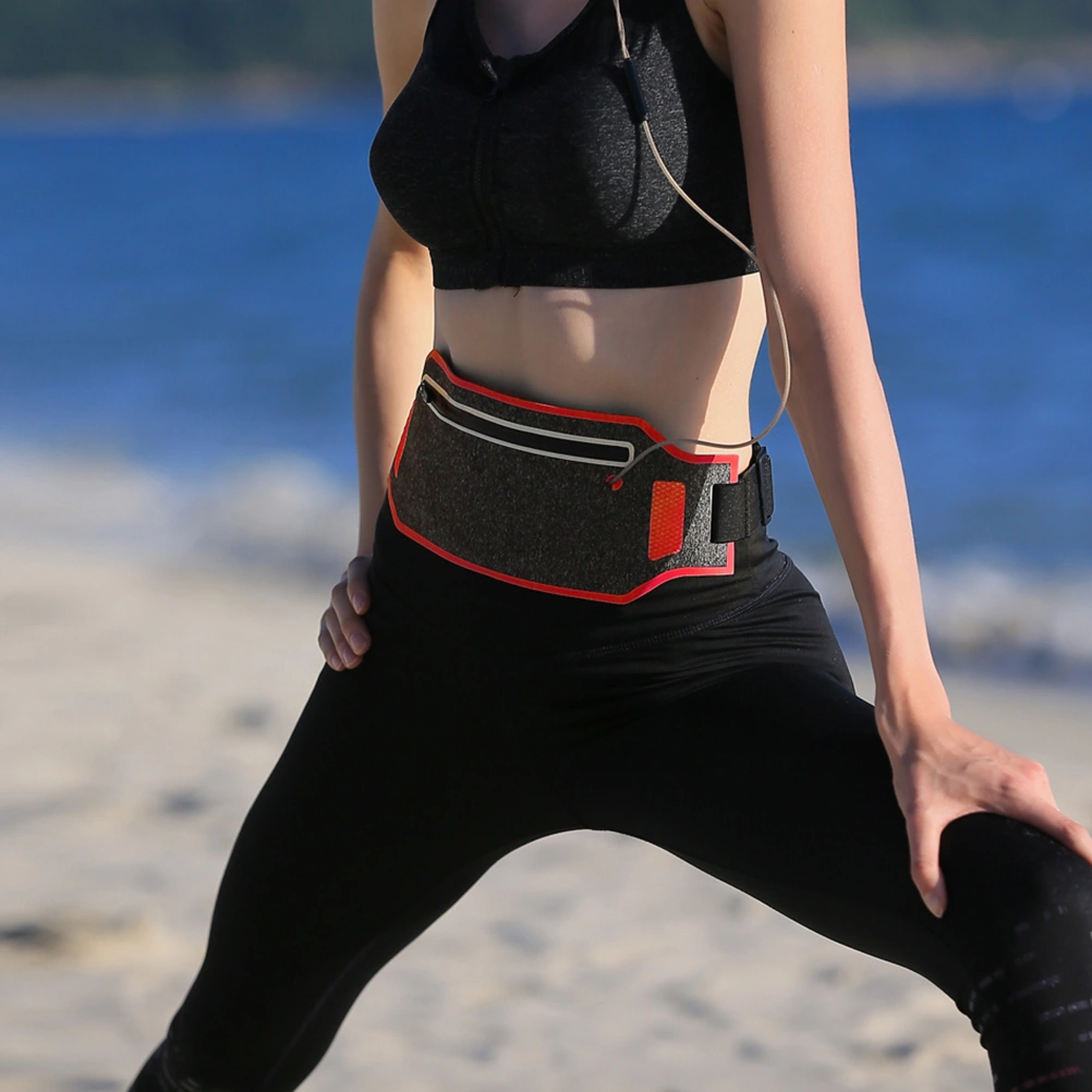 Outdoor Fashion Fitness Sports Ultra-thin Pockets Universal Lycra Personal Running Pockets Waist Bag Sports Pouch for Men Women(Red,Black)