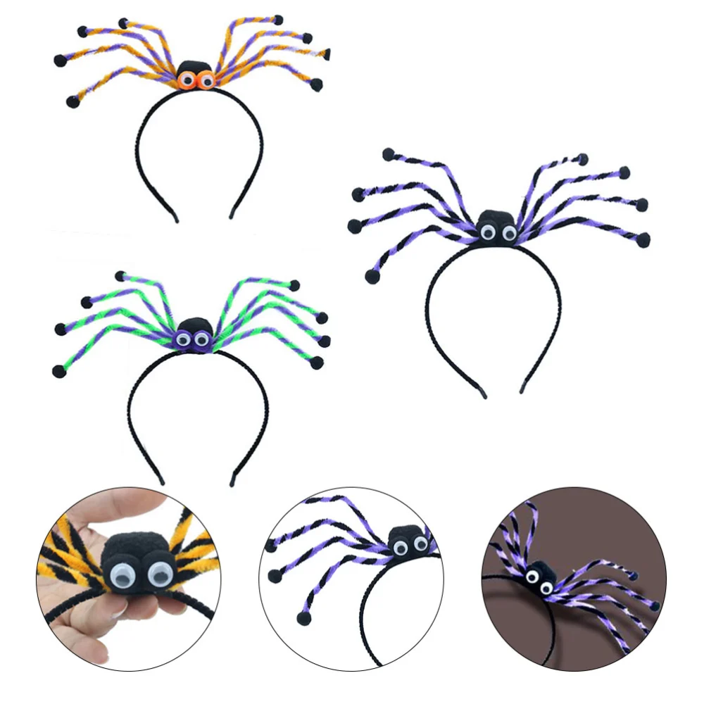 3pcs Halloween Simulation Spider Headband Creative Cosplay Hair  Halloween Headbands