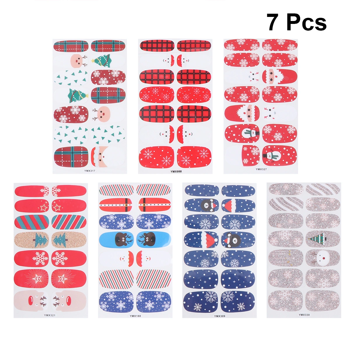 7 Sheets Fresh DIY Nail Stickers Christmas Nail Art Sticker Manicures Nail Polish Stickers