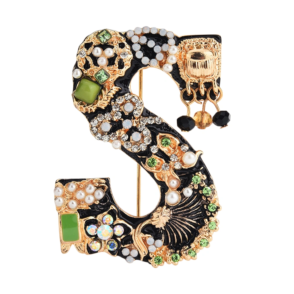 Fashion Letters Shaped Brooch Blouse Collar Fashion Letter Collar Alloy Letter Breatpin (S)