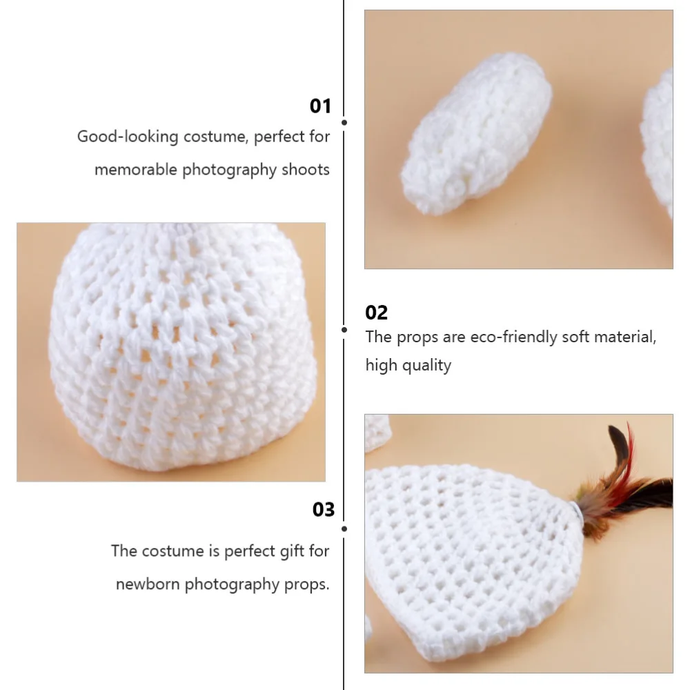 1Set Baby Knitted Clothes Manual Chick Clothing Infant Photography Prop (White)