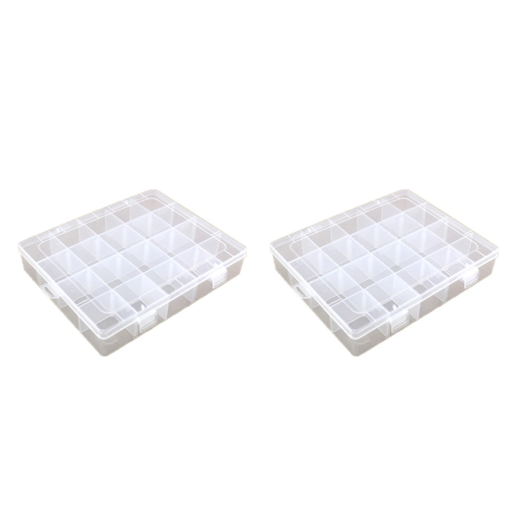 2PCS PP Transparent Parts Storage Box 20-compartment Electronic Components Box