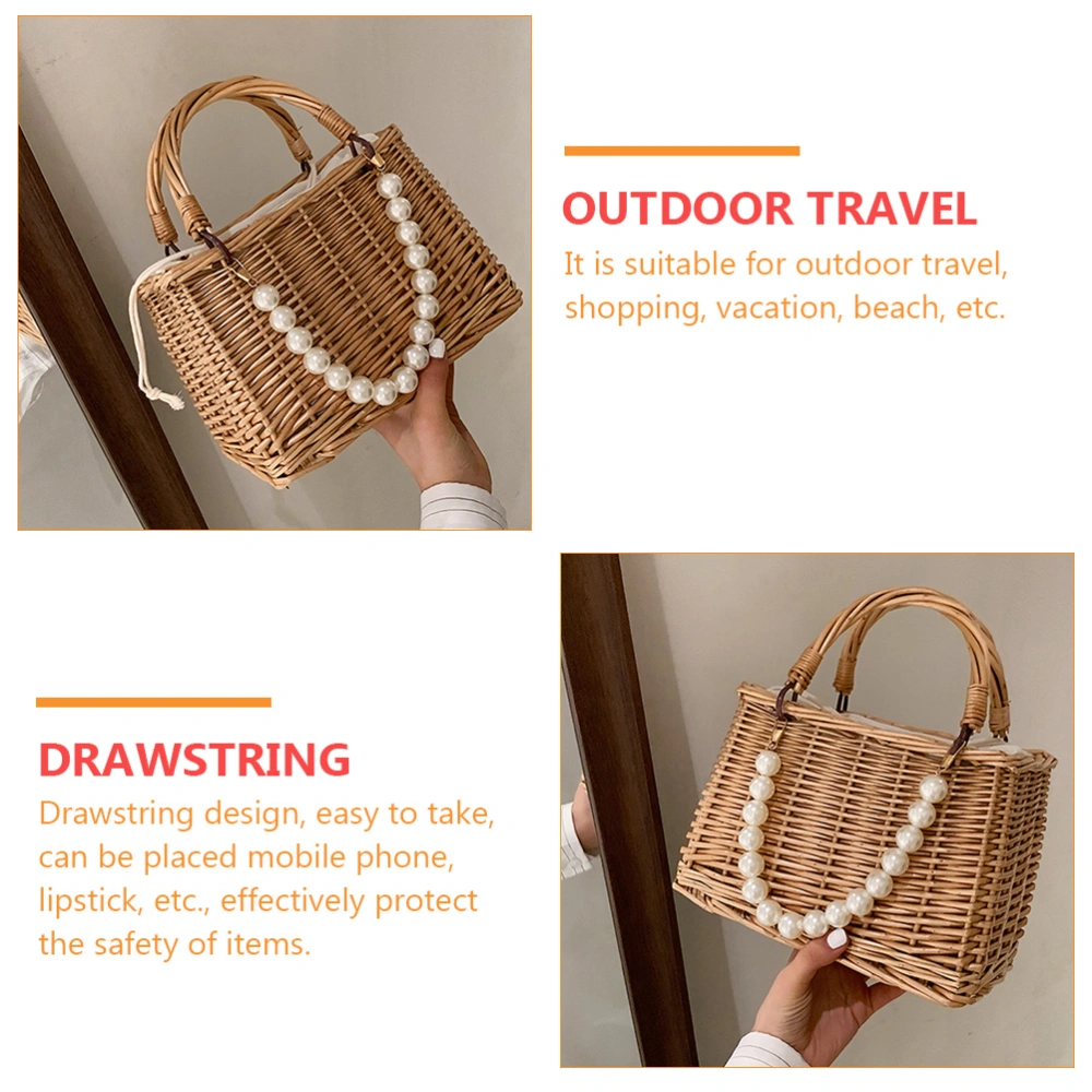 1Pc Fashionable Straw Handbag Woman Beach Bag Pouch Rural Portable Bag