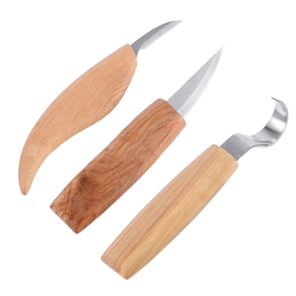 3 Pcs Wood Carving Set Spoon Chisels Hand Tools Knives Woodworking Stainless Steel Cutter Hook Woodcut Woodcarving Tool