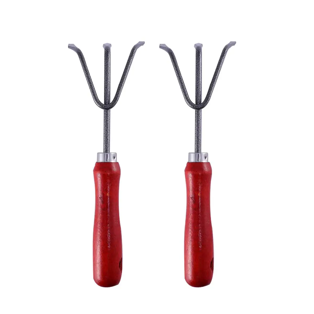 2 PCS Gardening Tools Practical Three-tooth Weeding Rake for Garden Use