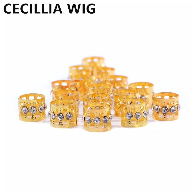 50pcs Hair Jewelry Rings Metal Hair Cuffs Tubes Dreadlock Braiding Accessories