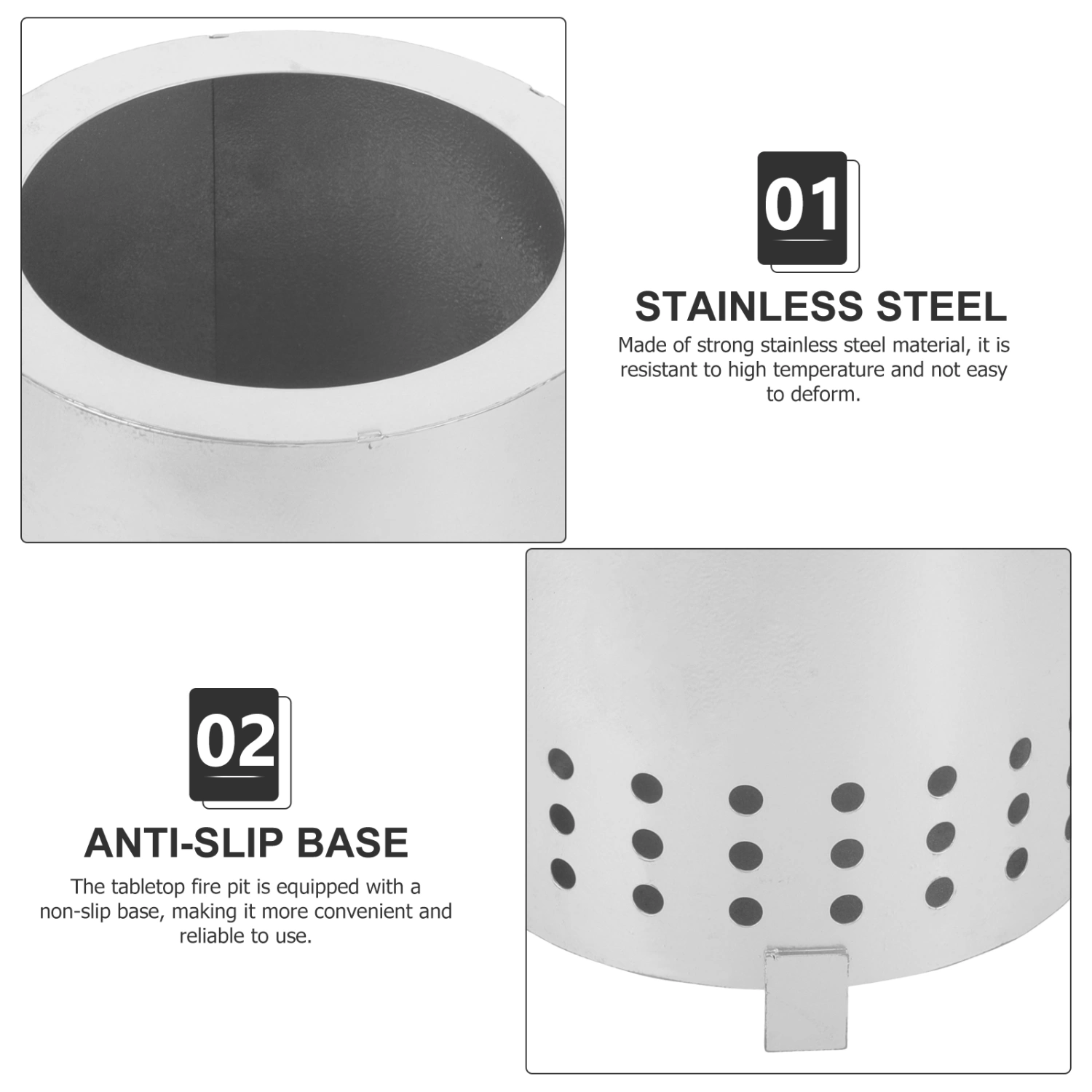 Tabletop Fire Pit Outdoor Mini Fire Pit Stainless Steel Stove with Stand for Outdoor Camping