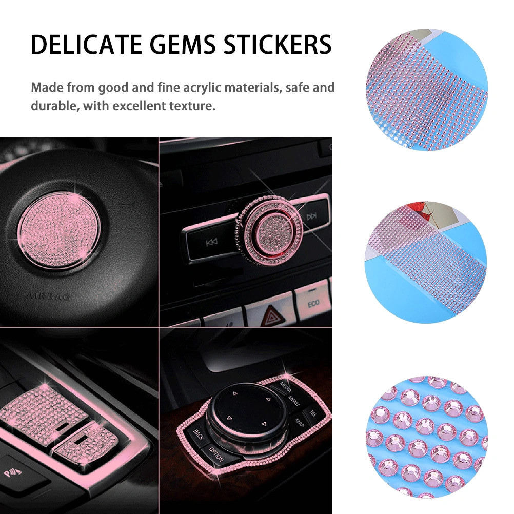 3 Sheets of Decorative Phone Stickers Delicate Gems Stickers Portable Rhinestone Stickers