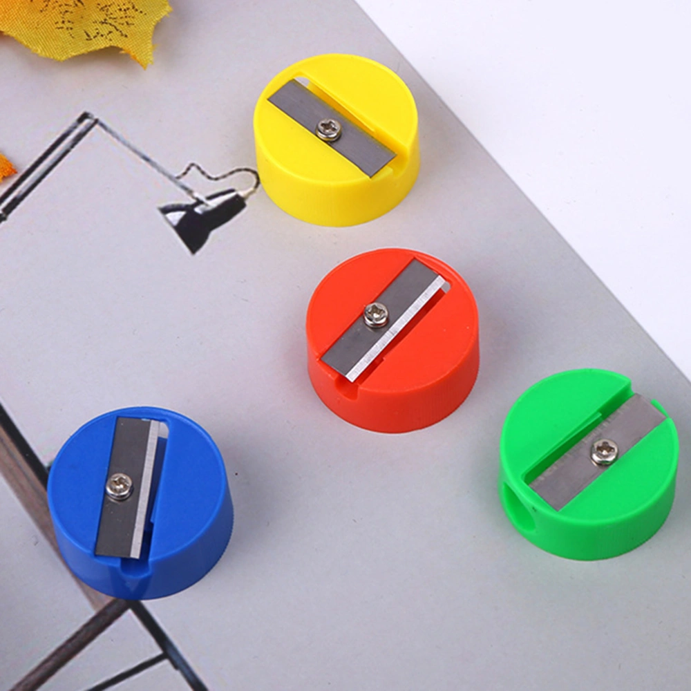 120pcs Plastic Round Design Sharpener Pencil Sharpener Handheld Sharpener Students Stationery Supplies for Kids Children (Random Color)