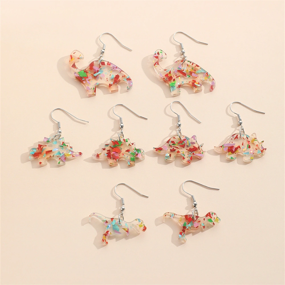 4 Pairs Womens Earrings Hook Earrings Dinosaur Earrings Animals Fashionable Ear Jewelries