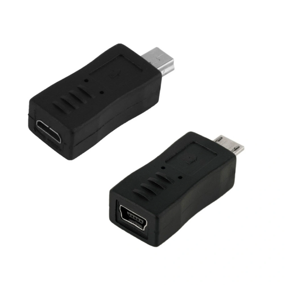 2Pcs Micro Mini USB Female to Mini Micro USB Male Adapter Charger Connector Converter Adaptor (Black)