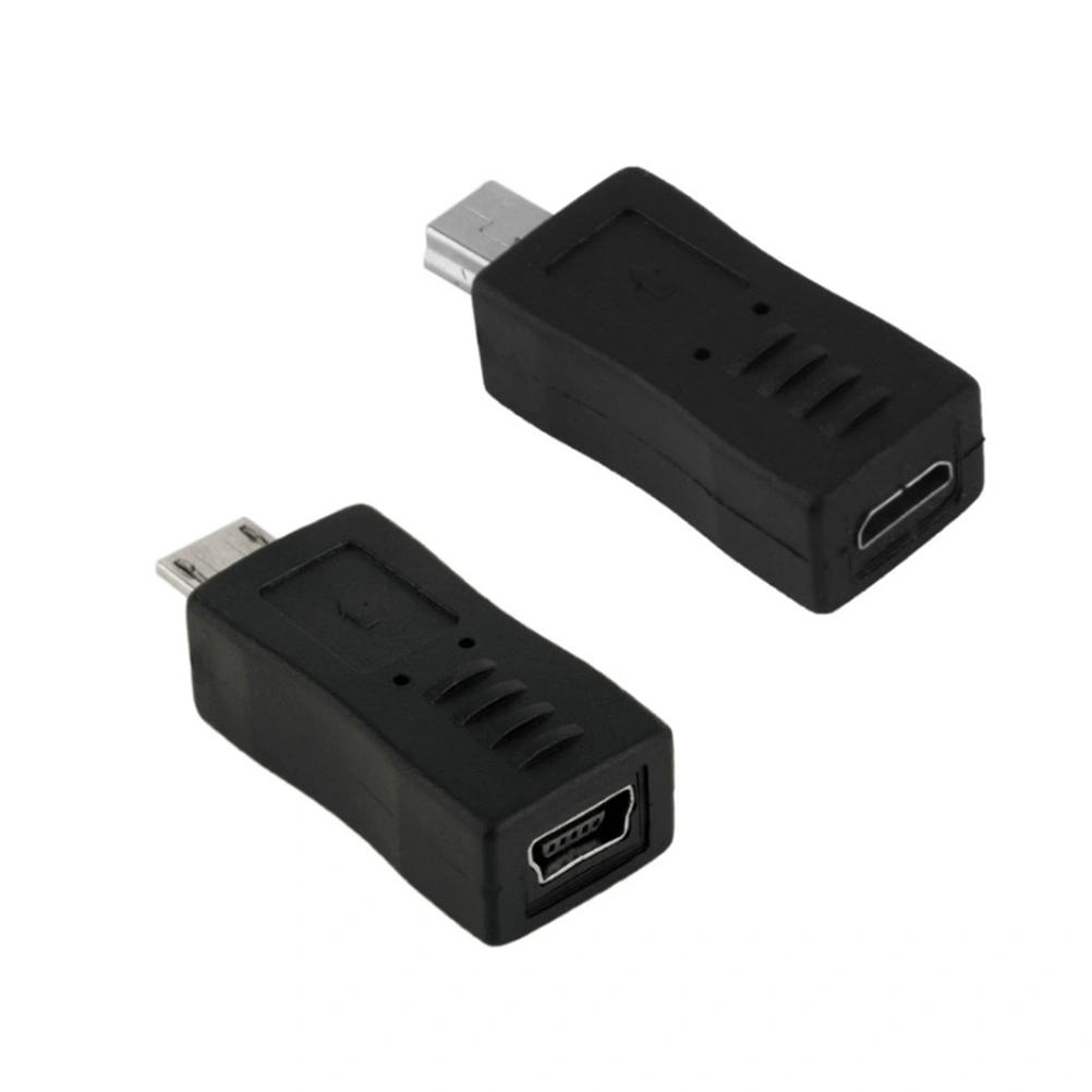 2Pcs Micro Mini USB Female to Mini Micro USB Male Adapter Charger Connector Converter Adaptor (Black)