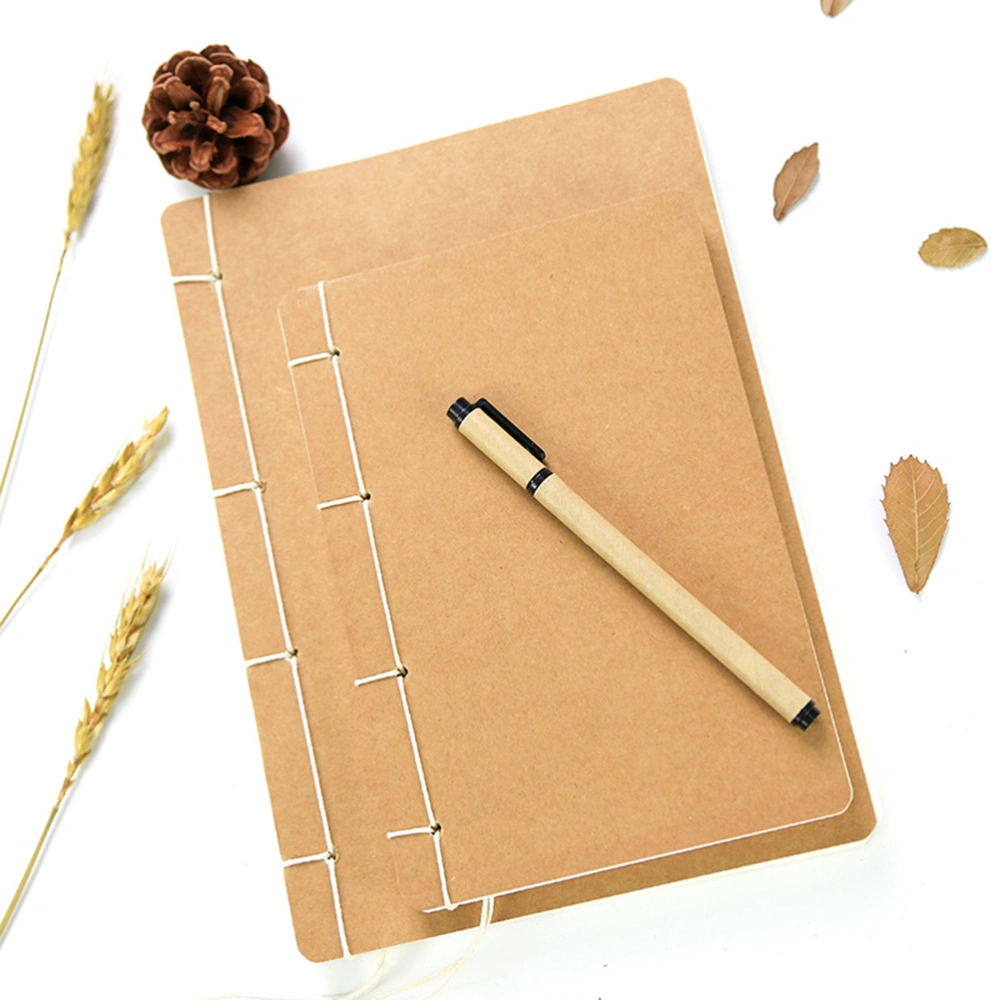 1PC B5 Handmade Thread-bound Notebook Retro Kraft Paper Notebook Blank Inside Page Imitated Antique Sketch Book Creative DIY Pencil Sketch Notebook for School Office (White Wood-free Paper)