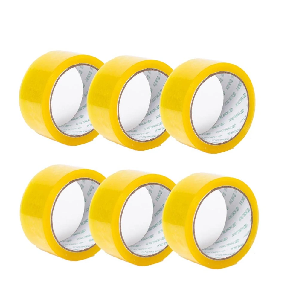 6 Rolls Sealing Pack Sealing Clear Packing Shipping Box Tape Provides Strong Secure Sticky Seal for Your Boxes (Yellow)