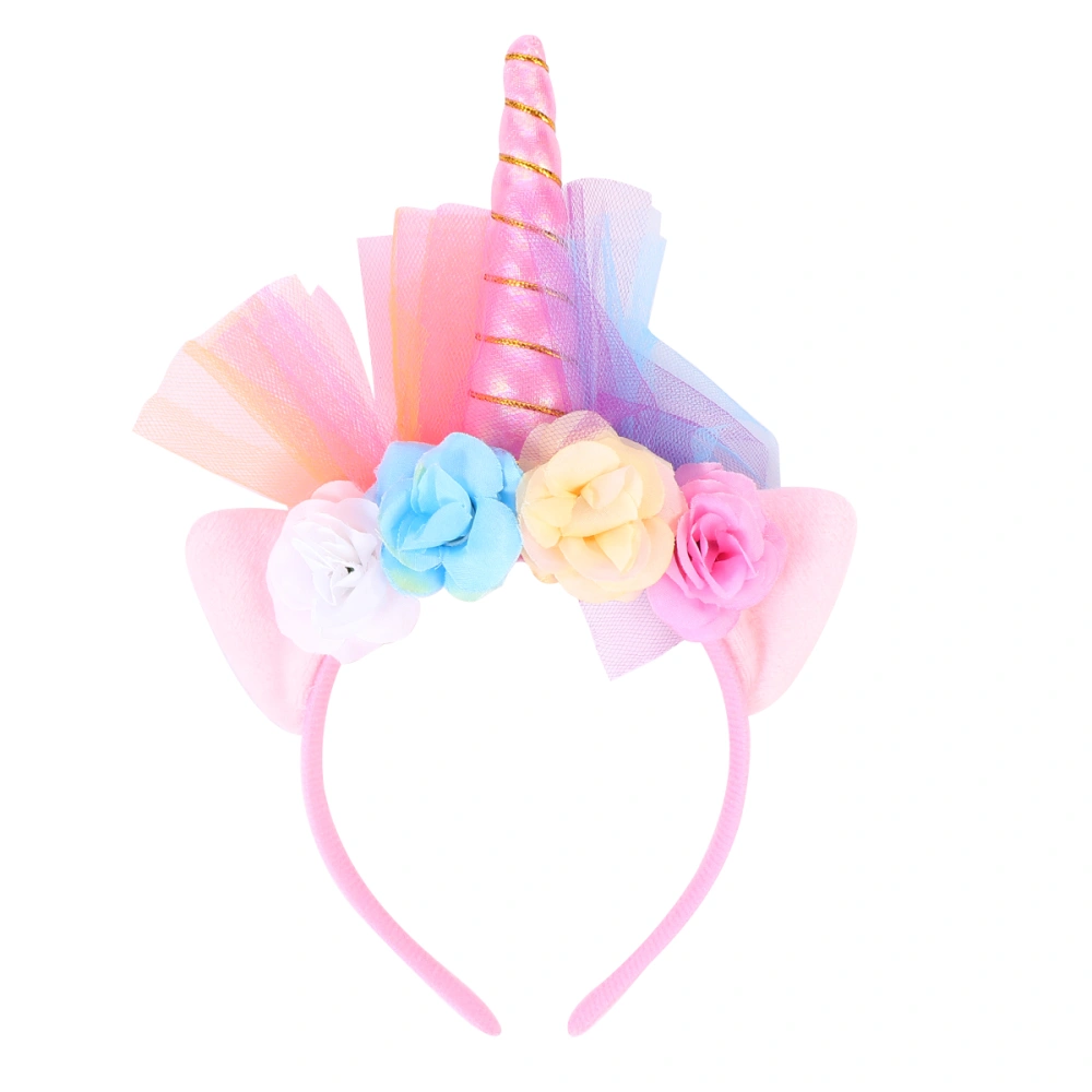 1PC Kids Head Band Gauze Unicorn Headdress Luminous Headband Performance Prop