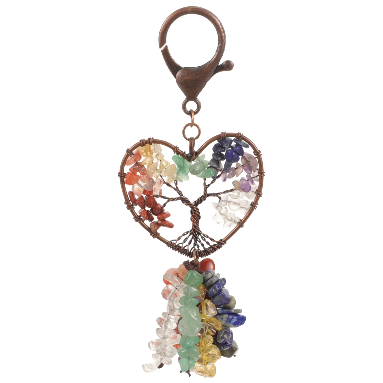 Crystal Keychain Life Trees Keychain Pendant Decorative Natural Mixed Crystal Keychain Hanging Decor